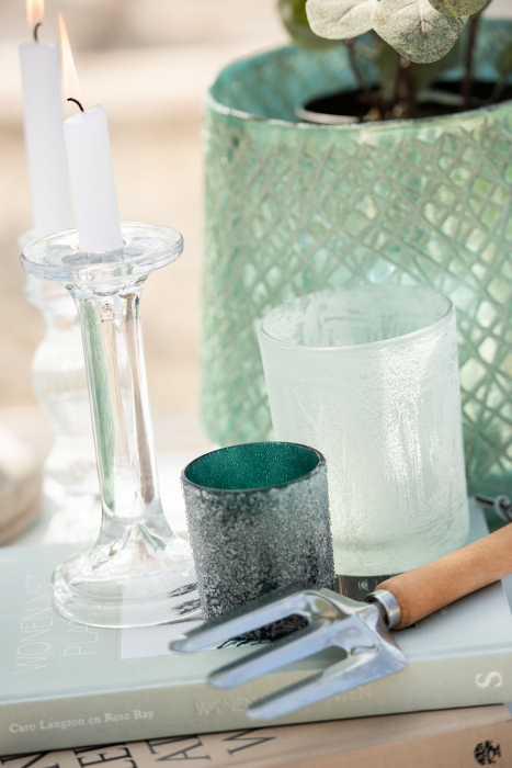 Suport lumanari, Sticla, Transparent, 9x9x18.5 cm [4]