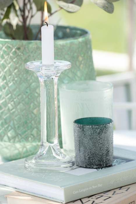 Suport lumanari, Sticla, Transparent, 9x9x18.5 cm [3]