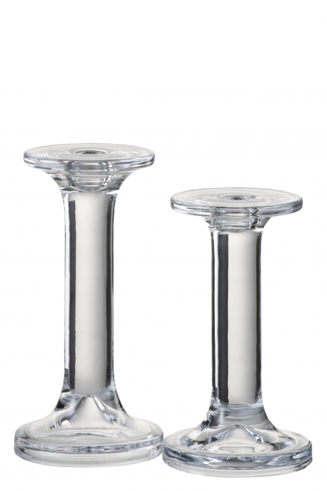 Suport lumanari, Sticla, Transparent, 9x9x18.5 cm [2]