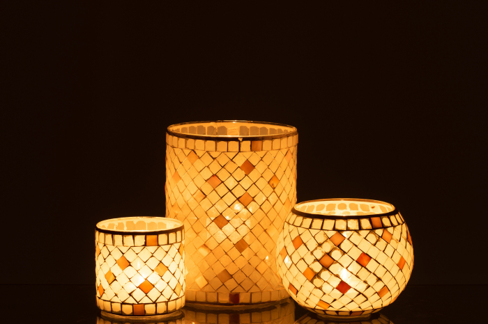 Suport lumanari, Sticla, Verde, 15x15x20.5 cm [7]