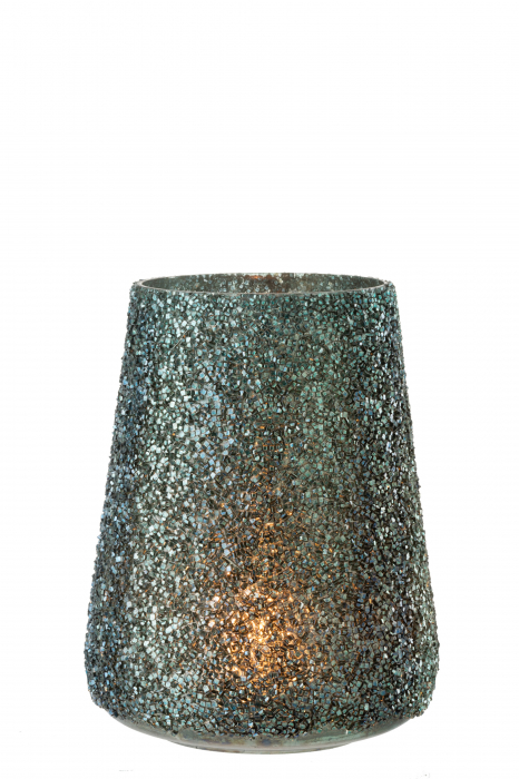 Suport lumanari, Sticla, Verde, 17x17x23 cm [2]