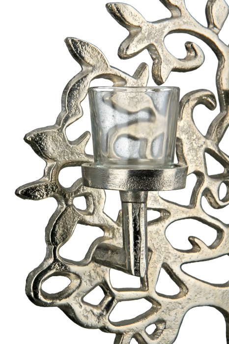 Suport lumanari Tree of Life, Aluminium, Argintiu, 36x38x11 cm [2]