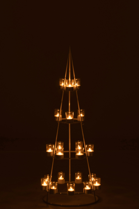 Suport lumanari Tree, Sticla/Metal/Fier, Transparent/Alb, 42x42x110 cm [3]