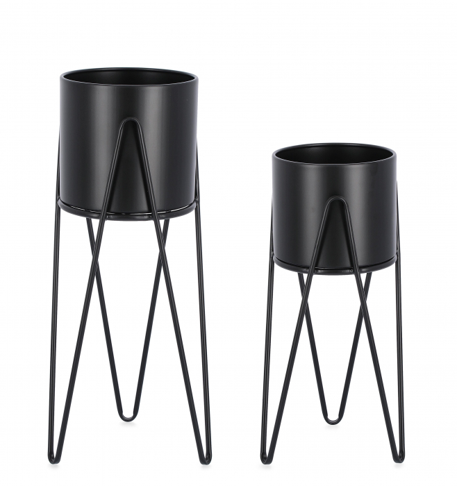 Suport pentru flori, Madelyn rotund, Negru, Set2 [2]