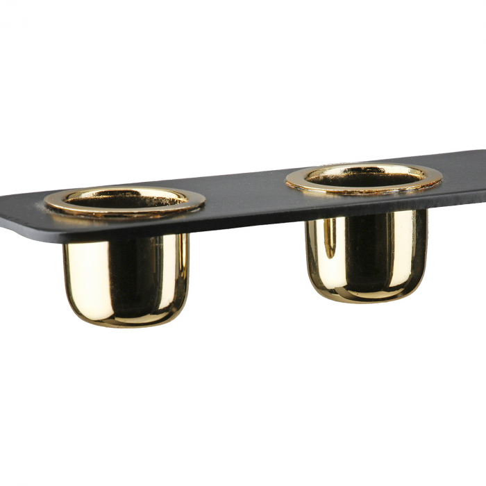 Suport pentru lumânări, Duo, Metal, negru, PU 3, L. 4 cm, L. 16 cm, H. 10 cm [3]