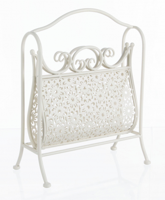 Suport pentru reviste Giselle, Otel, Alb, 36x34x44 cm [2]