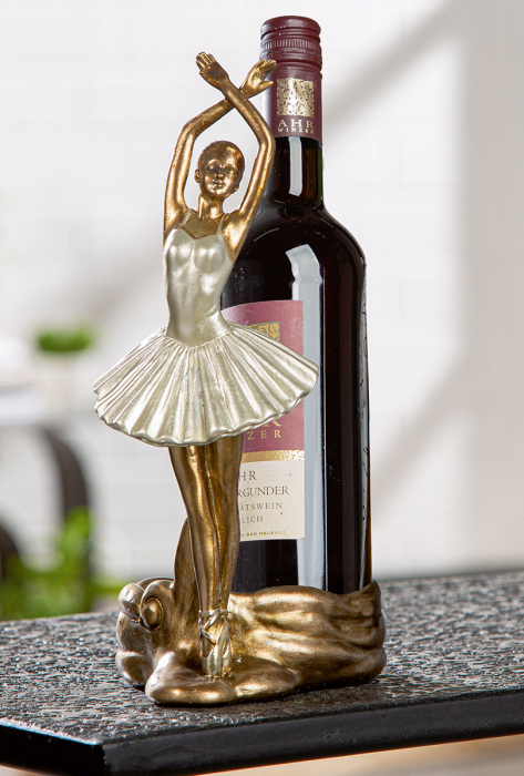 Suport pentru sticle, Balerină, Rășină sintetică, auriu, PU 2, L. 10 cm, l. 15 cm, H 23 cm [5]