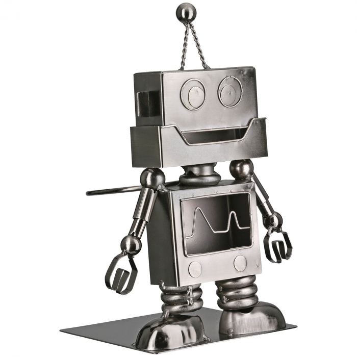 Suport pentru sticle, Roboți, Metal, argintiu, PU 2, L. 13 cm, l. 17 cm, H 25 cm [2]