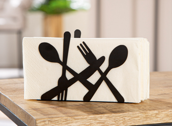 Suport șervețel, Tacâmuri, Tacâmuri, Metal, negru, PU 8, L. 4,5 cm, L. 13,5 cm, H. 9,5 cm [4]