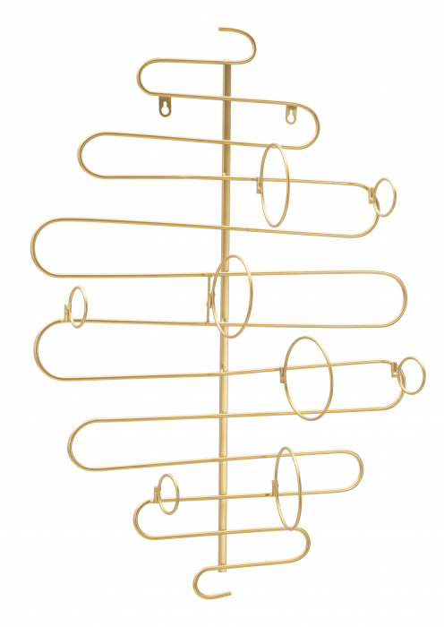 Suport sticle pentru perete Alid, Fier, Auriu, 72x53x13 cm [3]