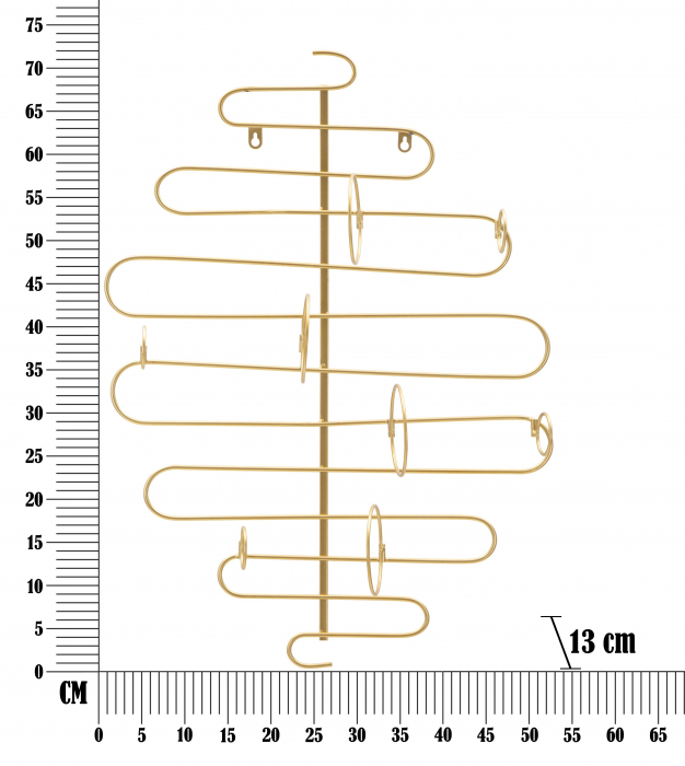 Suport sticle pentru perete Alid, Fier, Auriu, 72x53x13 cm [5]
