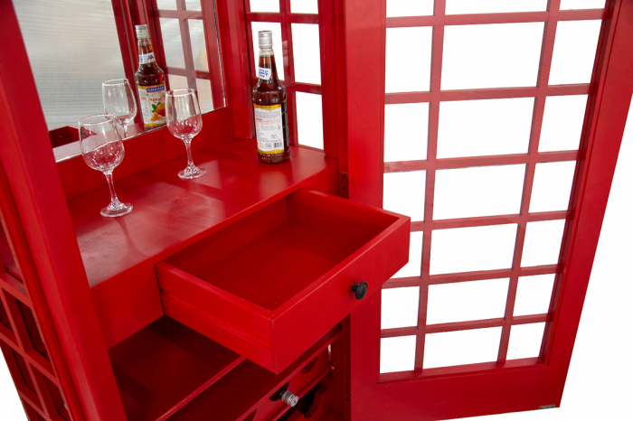 Suport vin din lemn/metal, cabina telefonica, Phone booth [2]