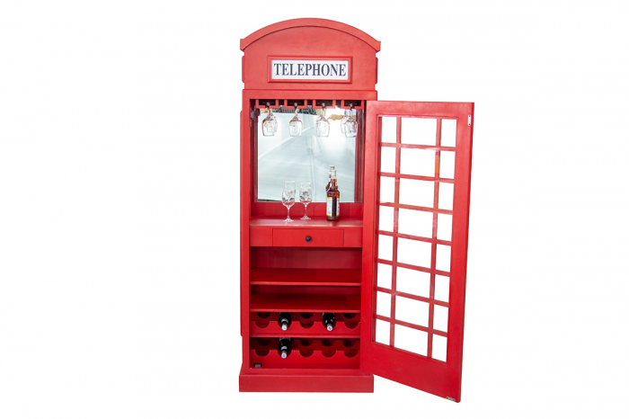 Suport vin din lemn/metal, cabina telefonica, Phone booth [6]