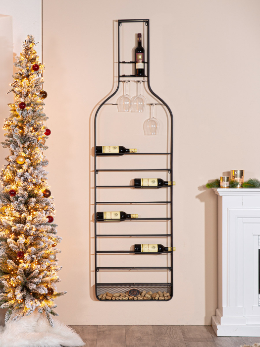 Suport vin, Sticla, "Pluta", Metal, negru, PU 1, L. 9 cm, L. 57 cm, H 204 cm [2]