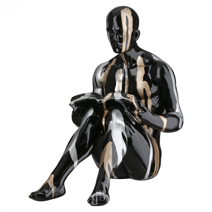 Suporturi de carte, Persoană, Motiv carte, Model liniar, Rășină sintetică, negru, PU 2, 2 asortate, L. 14 cm, L. 23 cm, H 23 cm [2]