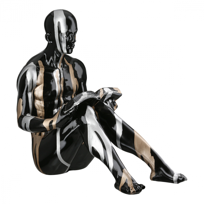 Suporturi de carte, Persoană, Motiv carte, Model liniar, Rășină sintetică, negru, PU 2, 2 asortate, L. 14 cm, L. 23 cm, H 23 cm [4]