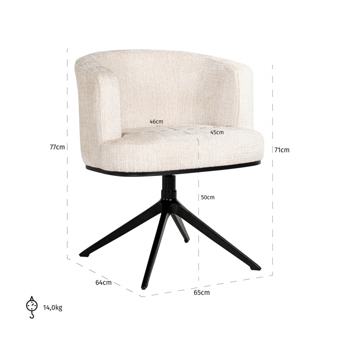 Scaun rotativ, Cheyenne (Niagara 902 bej), Dims: 77.0 x 65.0 x 64.0 cm [5]