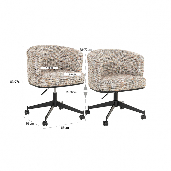 Scaun rotativ Rochenne cu roți (Be Trendy 01 Nature), Dims: 77.0 x 65.0 x 63.0 cm [5]