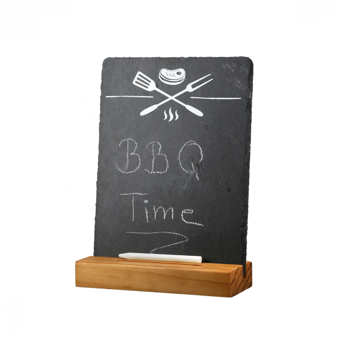 Tablă, dreptunghiulară, Grill, Motiv grătar, Ardezie, antracit, PU 8, 2 buc. asortate, L. 7 cm, L. 15 cm, H. 21 cm [2]