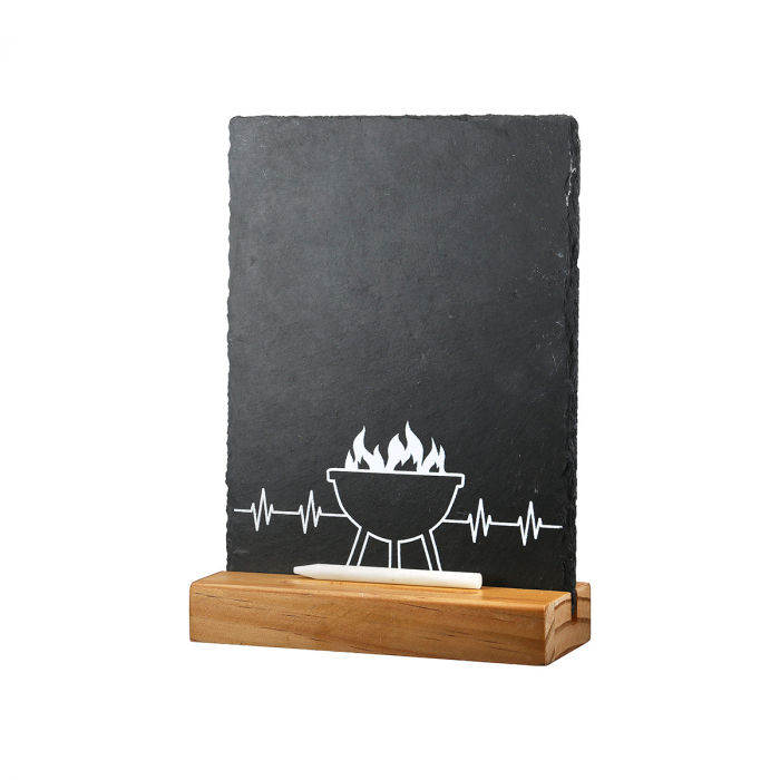 Tablă, dreptunghiulară, Grill, Motiv grătar, Ardezie, antracit, PU 8, 2 buc. asortate, L. 7 cm, L. 15 cm, H. 21 cm [3]