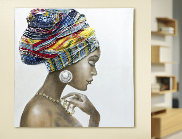 Tablou African Beauty, panza, multicolor,100x100x3 cm [2]