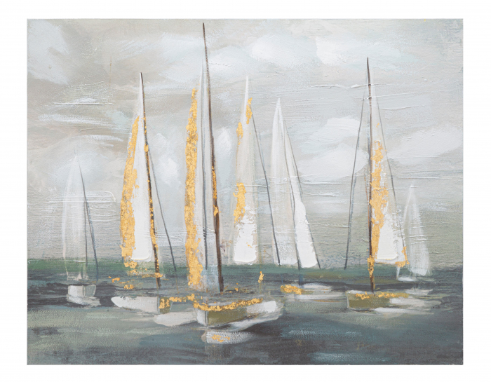 Tablou Boat, lemn de pin/panza, multicolor, 100X2.8X80 cm [2]