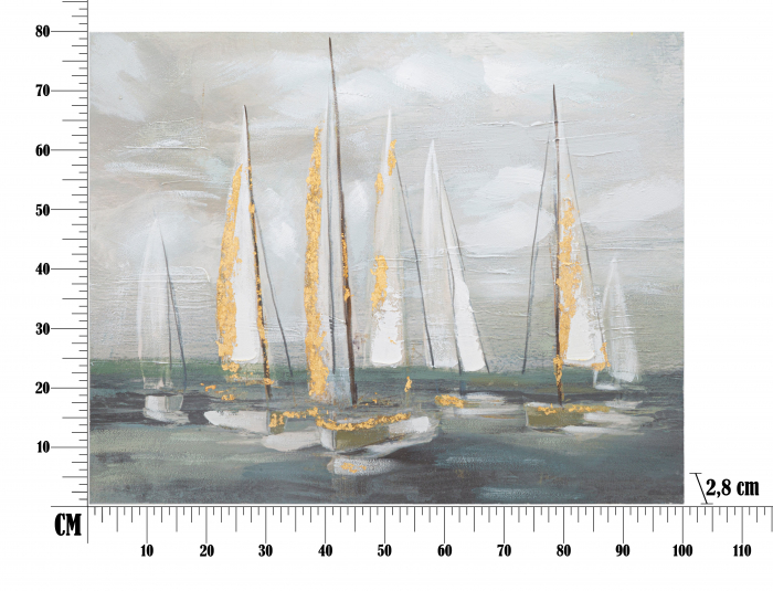 Tablou Boat, lemn de pin/panza, multicolor, 100X2.8X80 cm [4]