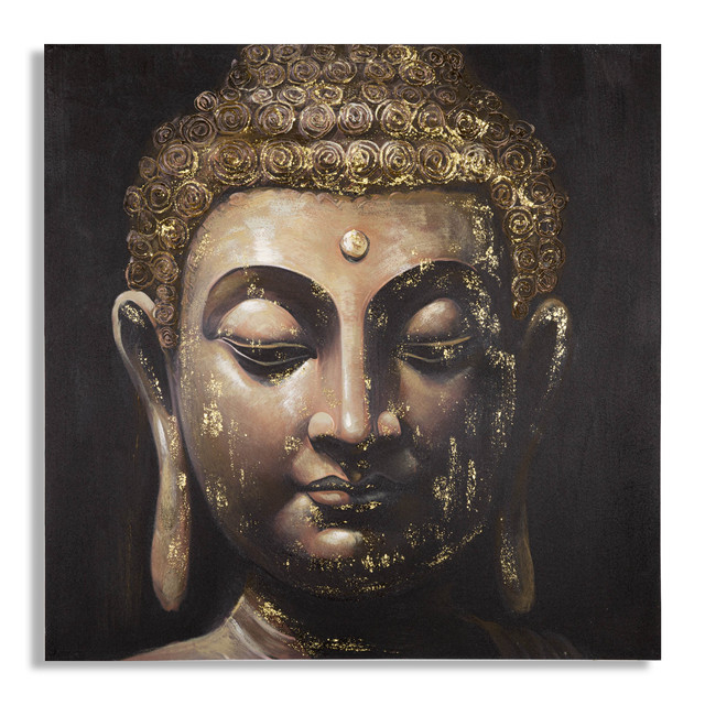 Tablou Buddha -B-, Lemn/Canvas, Multicolor, 100x100x3 cm [2]