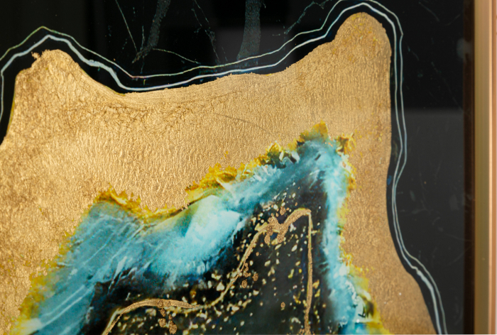 Tablou Darky, Sticla/Aluminiu/Hartie, Multicolor, 90x60x3.5 cm [3]