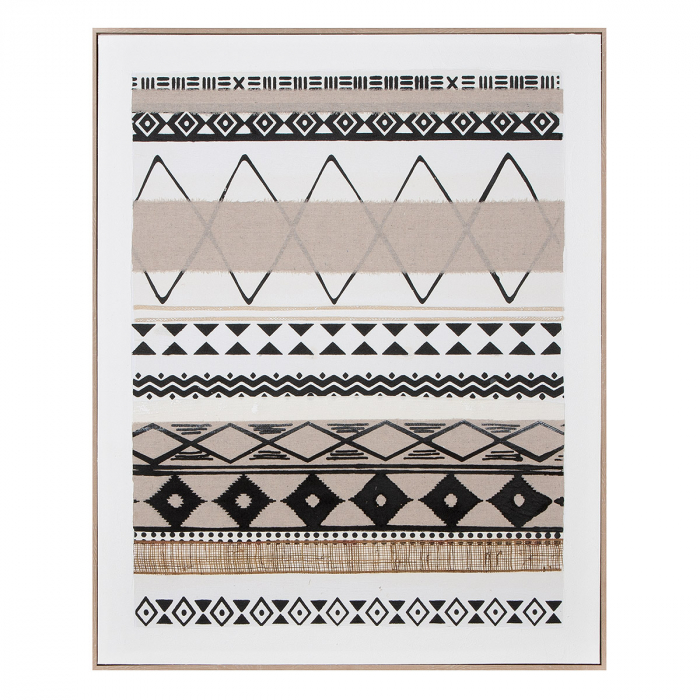 Tablou, dreptunghiular, Mwaki, Pânză, Sintetică, negru, maro, alb, PU 1, L. 4,5 cm, L. 82 cm, H. 102 cm [3]