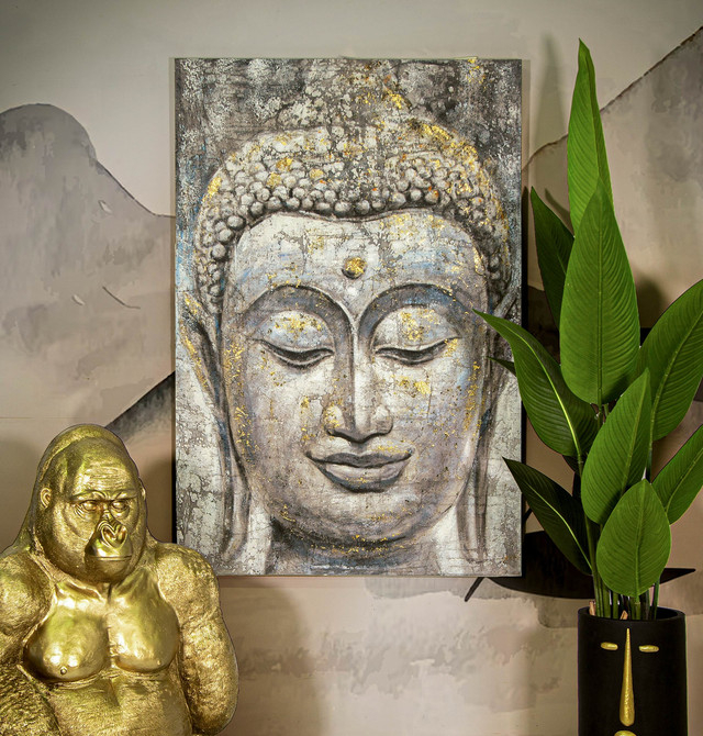 Tablou Face Buddha Light - A-, Lemn/Canvas, Multicolor, 120x80x3 cm [7]