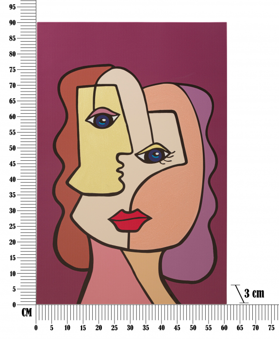 Tablou Face New -B-, Lemn/Canvas, Multicolor, 90x60x3 cm [6]