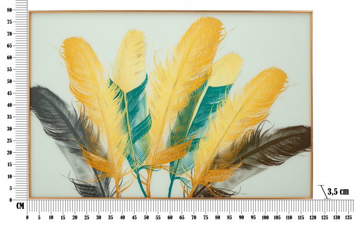 Tablou Feathers, Sticla/Aluminiu/Hartie, Multicolor, 80x120x3.5 cm [7]