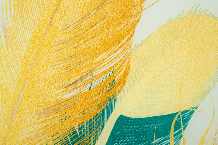 Tablou Feathers, Sticla/Aluminiu/Hartie, Multicolor, 80x120x3.5 cm [3]