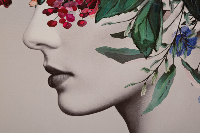 Tablou Lady Flower -A-, Lemn/Canvas, Multicolor, 120x80x2.8 cm [10]