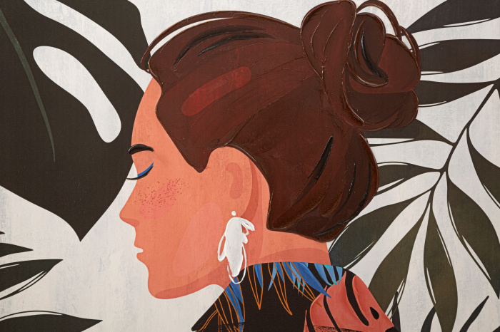 Tablou Lady Jungle -B-, Lemn/Canvas, Multicolor, 120x80x2.8 cm [4]