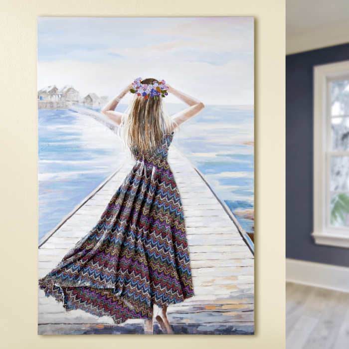 Tablou Malediven, panza, albastru, 80x120x3,7 cm [2]