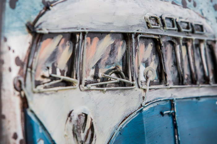 Tablou autobuz albastru, metalic [4]