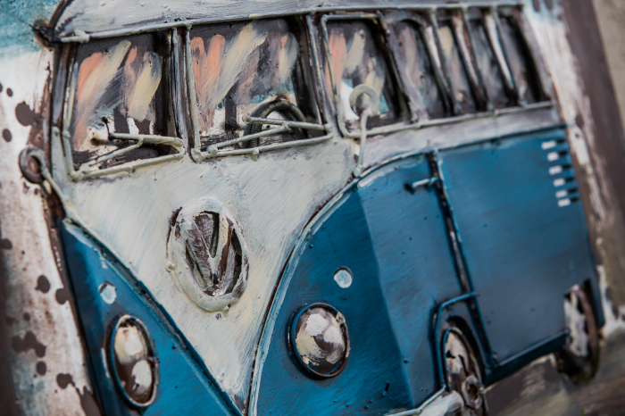 Tablou autobuz albastru, metalic [3]