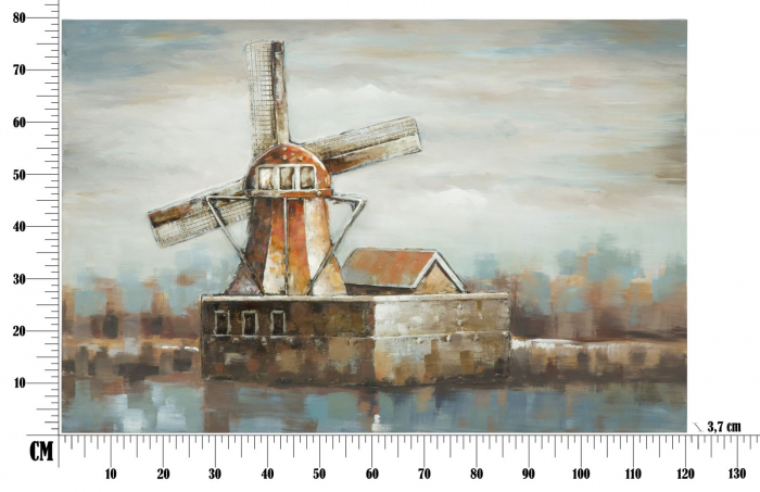 Tablou Mulino a vento, lemn de pin/Plastic/panza, multicolor, 120X3.7X80 cm [8]