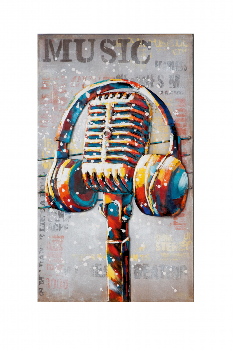 Tablou Music, Metal/Print, Multicolor, 60x100x3.5 cm [2]
