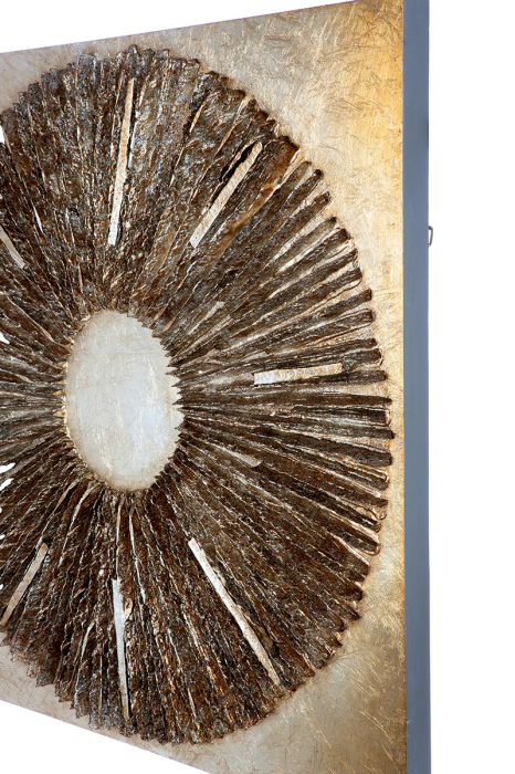 Tablou, patrat, „Altinoh”, motiv circular, rasina sintetica, culoarea sampaniei, auriu, PU 1, L. 7 cm, l. 80 cm, H 80 cm [4]