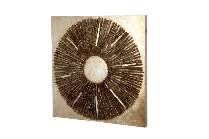 Tablou, patrat, „Altinoh”, motiv circular, rasina sintetica, culoarea sampaniei, auriu, PU 1, L. 7 cm, l. 80 cm, H 80 cm [2]