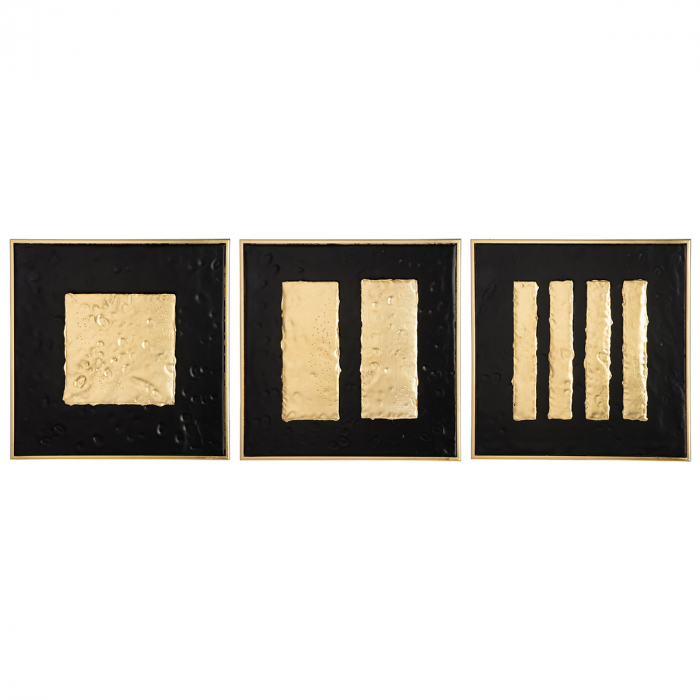 Tablou, pătrat, lemn, auriu, PU 3, asortat de 3 ori, L. 3 cm, l. 40 cm, H 40 cm [6]