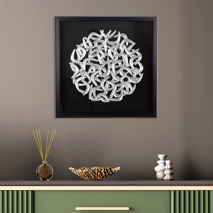 Tablou, pătrat, MDF, negru, PU 1, L. 5 cm, l. 60 cm, H 60 cm [5]