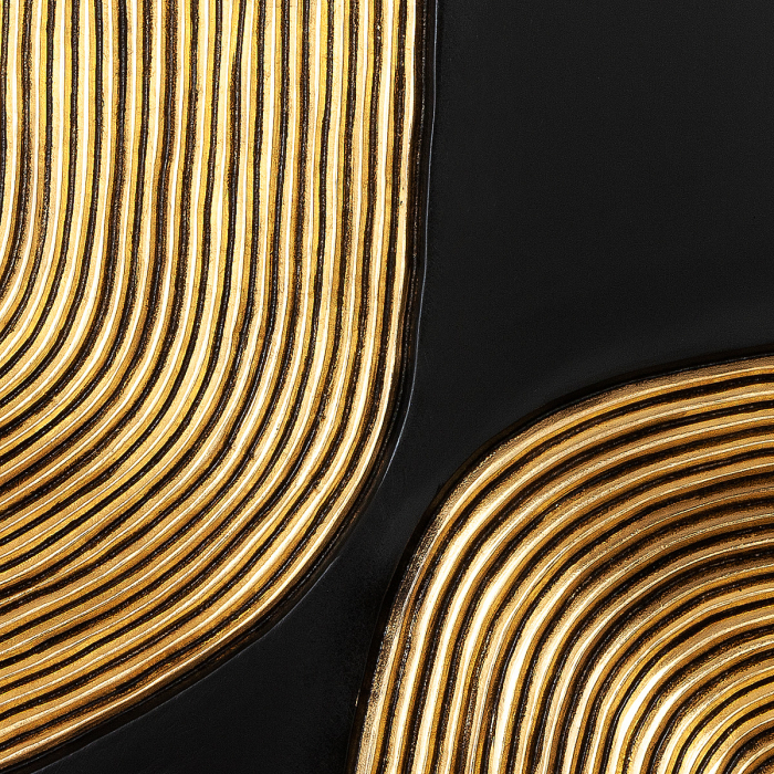 Tablou, patrat, "Solito", motiv circular, MDF, negru, auriu, PU 3, asortat de 3 ori, L. 3 cm, l. 60 cm, H 60 cm [2]