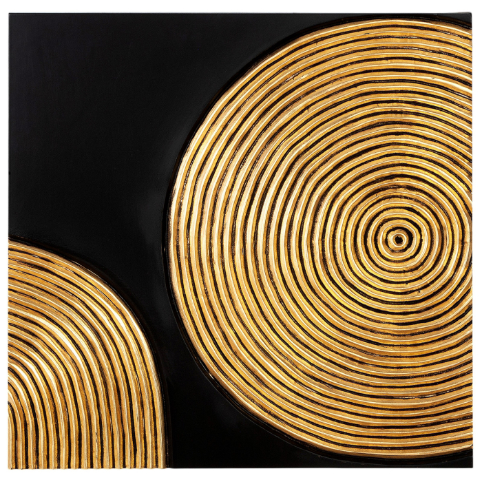 Tablou, patrat, "Solito", motiv circular, MDF, negru, auriu, PU 3, asortat de 3 ori, L. 3 cm, l. 60 cm, H 60 cm [4]