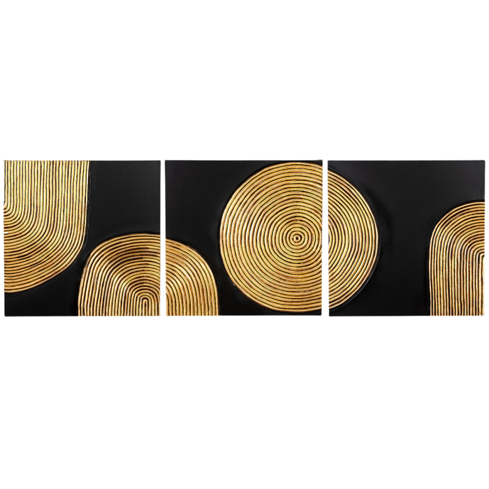 Tablou, patrat, "Solito", motiv circular, MDF, negru, auriu, PU 3, asortat de 3 ori, L. 3 cm, l. 60 cm, H 60 cm [6]