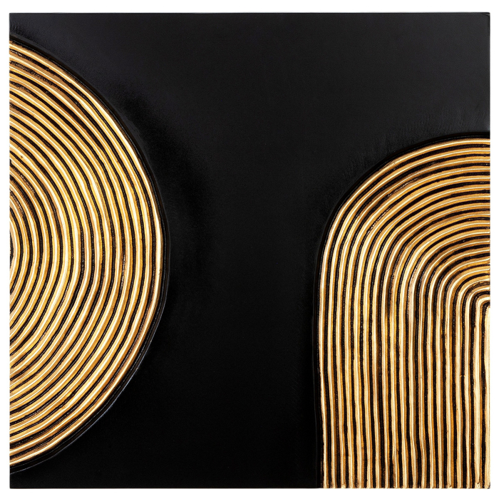 Tablou, patrat, "Solito", motiv circular, MDF, negru, auriu, PU 3, asortat de 3 ori, L. 3 cm, l. 60 cm, H 60 cm [3]