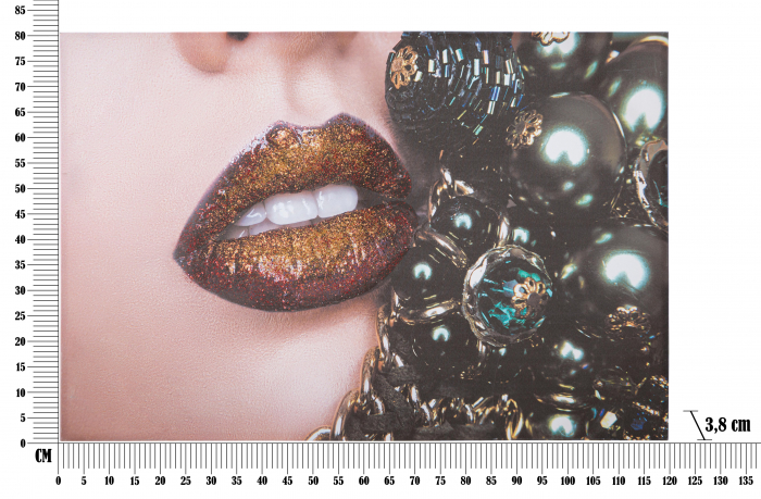 Tablou pictat manual Beautiful Lips, Lemn/Canvas, Multicolor, 120x80x3.8 cm [6]